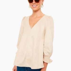 Tuckernuck Tan Faux Suede Easton V-Neck Blouse Size S